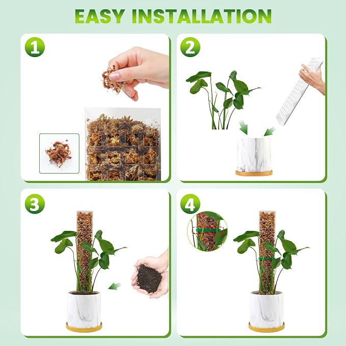 Bluepro 15 Inch 6 Pcs Plastic Moss Pole for Plants Monstera, 6×15'' Plant Poles for Climbing Plants, Plant Support for Indoor Plants Work with Sphagnum Moss