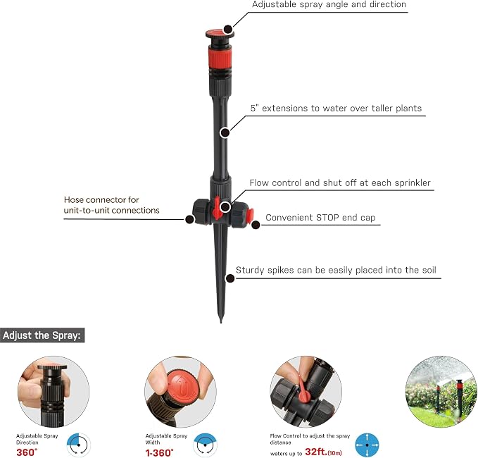 Eden 95959 Hose Hanger W/Multi-Adjustable Garden Sprinkler