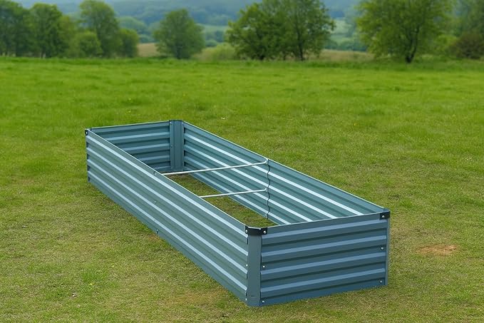 Meberam 2 Pack 6x1.5x1FT Galvanized Raised Garden Beds Kit Outdoor Metal Gardening Planter Box for Vegetable Elevated Flower Herbs,Gray