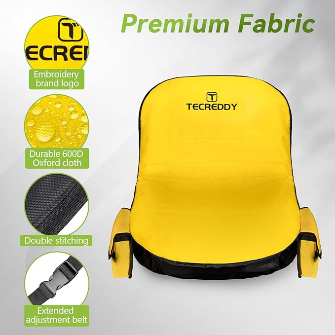 Lawn Mower Seat Cover, Weatherproof Heavy Duty Tractor Seat Cover for John Deere LP92324 Cub Cadet Riding Lawn Mower, 600D Oxford Fabric with Storage Pouch, Medium