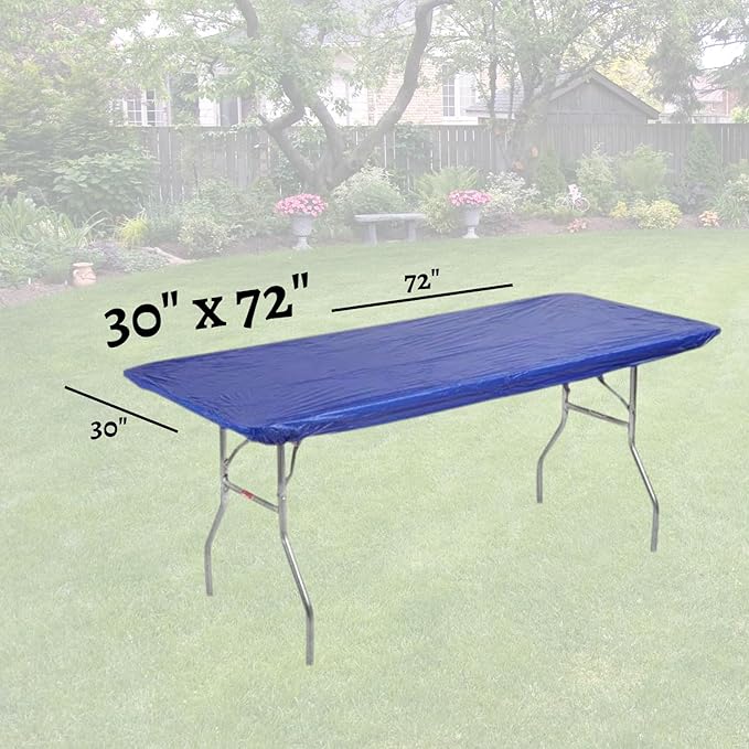 Kwik-Covers 6' Rectangle Plastic Table Covers 30" x 72", Bundle of 5 (Royal Blue)