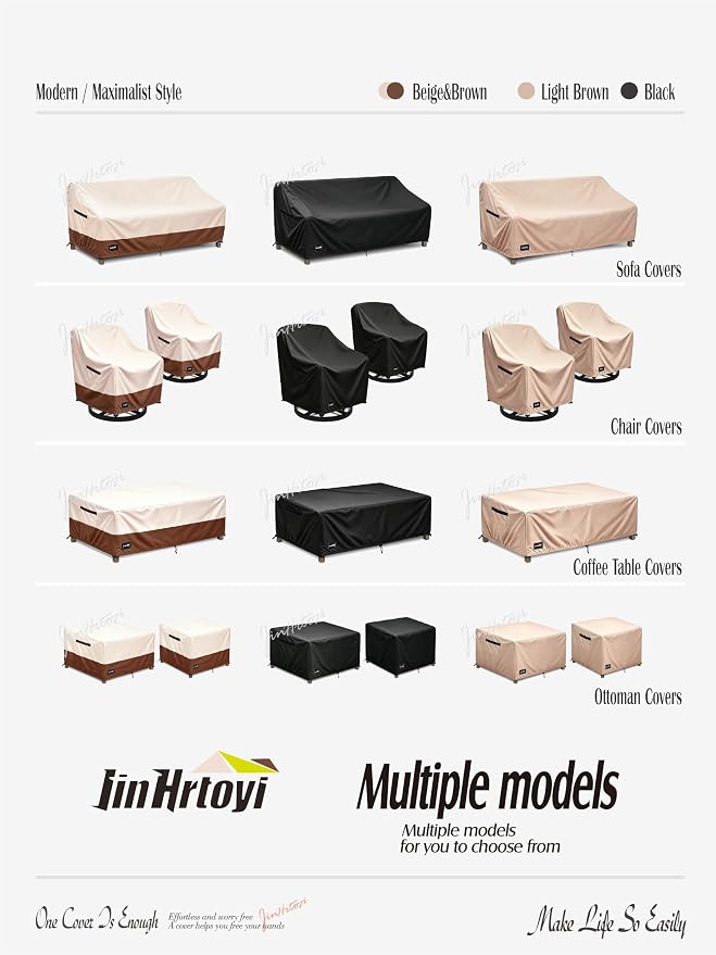 JinHrtoyi Patio Square Table Cover,32Wx32Dx16H Inches 100% Waterproof Heavy Duty Outdoor Coffee Table Cover,Black Minimalism Style Outdoor Furniture Covers