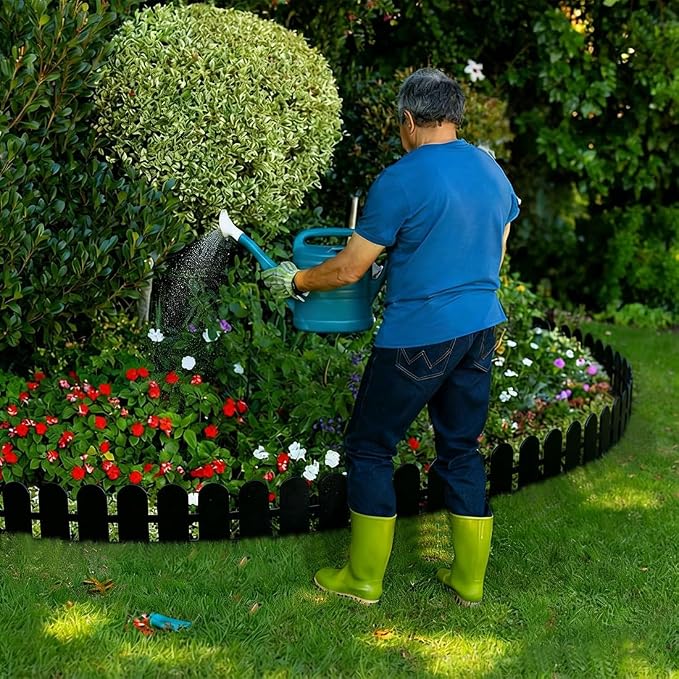 Garden Edging 5.5IN x 20FT, Landscape Edging Border Kit Flexible Lawn Edging, Tools-Free Edging with 30pcs Anchoring Spikes, Plastic Fence Border for Lawns, Yards, Flowerbeds, Black