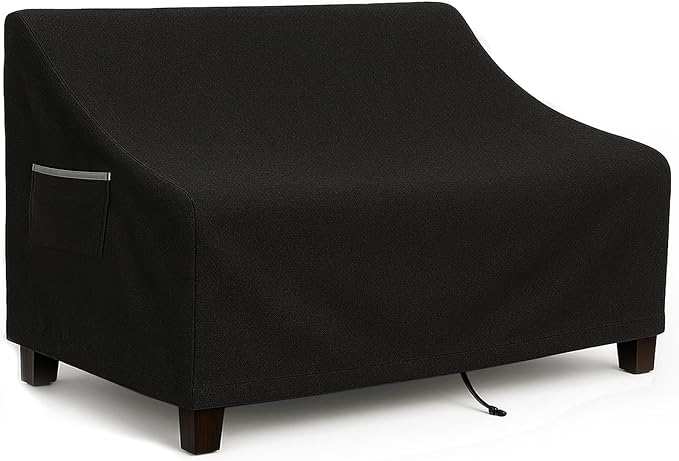 Outdoor Sofa Cover, Waterproof Patio Furniture Cover 76W x 32.7D x 33H inches Heavy Duty 600D Oxford Fabric Black