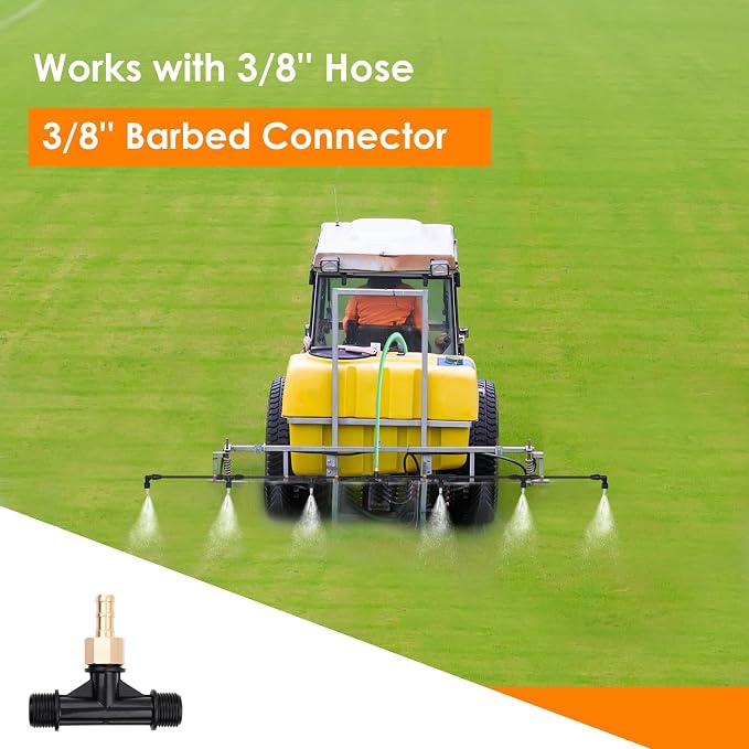 6-Nozzle Poly Boom Wand with 3/8" Brass Fitting, 7.5 Ft. ATV sprayer Boom, Wide-Coverage Agricultural & Lawn Spray Attachment for Tractors/UTVs (Fiberglass Wand)