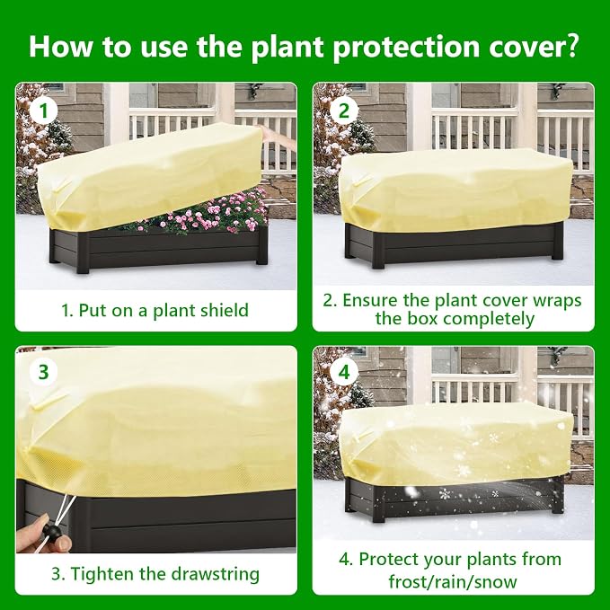 Plant Covers Freeze Protection 2 Pack Rectangular Frost Blankets for Outdoor Plants (22"x60"x20") – Winter Plant Covers, 2.4oz/yd² Frost Cloth Plant Protection for Raised Beds & Shrubs (Beige)