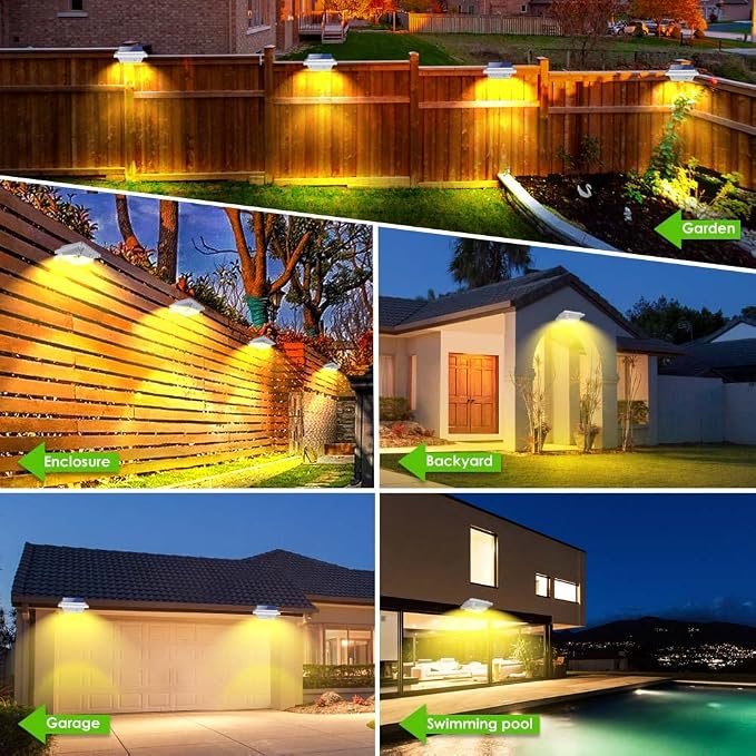 Solar Gutter Lights Outdoor, 40 LEDs Bright Solar Powered led Fence Light Deck Lights Waterproof for Wall, Deck, Fence, Stair, Step and Yard (White Shell, 6Pack, Warm White)