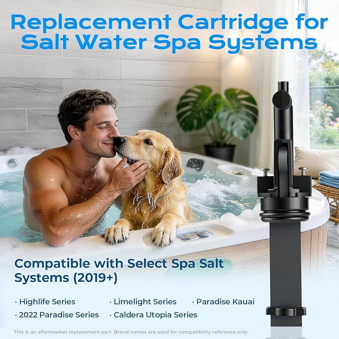 Salt System Cartridge Replacement Compatible with 2019+ Hot Spring Highlife & Limelight and Caldera Utopia & Paradise Spas, Supports Balanced, Skin-Friendly Water (3 Pack)
