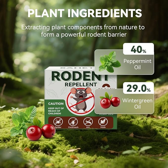 Rodent Repellent 35 Balls, Peppermint Oil Mouse Repellent Indoor & Outdoor Use, Natural Moth Balls for Rodent Mice Repellent for Home, Garage, Car, RV & Garden