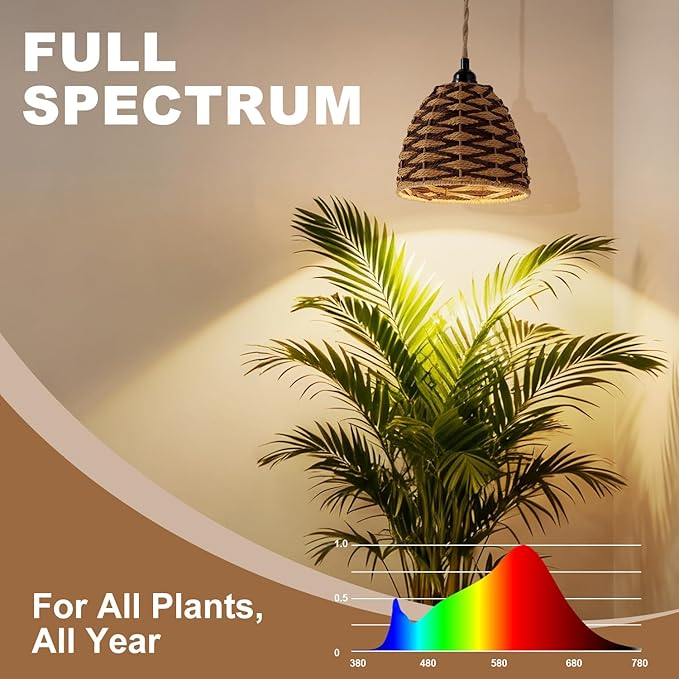 Hanging Grow Lights for Indoor Plants, Full Spectrum, with Timer and 15FT Power Cord, 30W Pendant Plant Lights for Indoor Growing, Garden, Flowers, Greenhouse (4000K, Weaving Style-3)