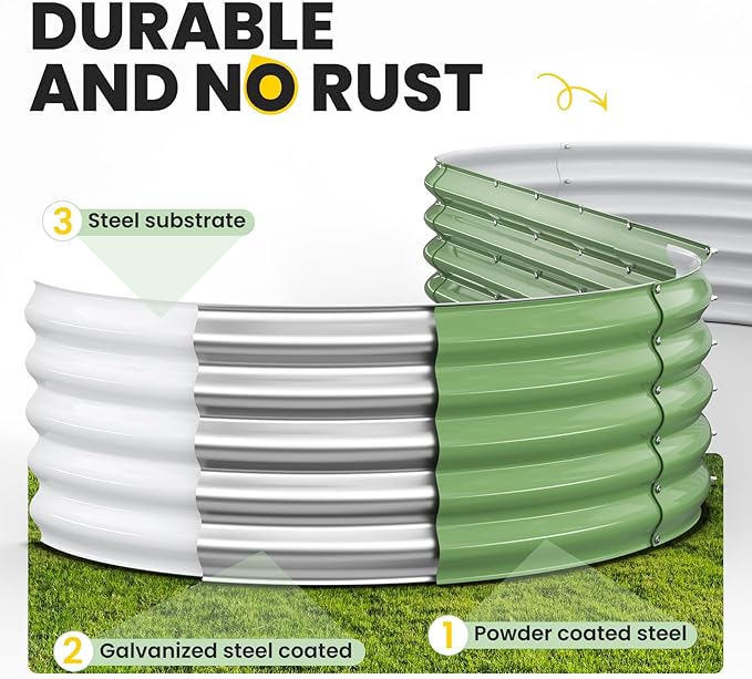Pattiumo Galvanized Raised Garden Bed 8x2x1.5 FT, Oval Metal Raised Garden Bed Outdoor Planter Box with Open Bottom, Rust-Resistant Steel Garden Bed for Vegetables Herbs Flowers, Easy Assembly