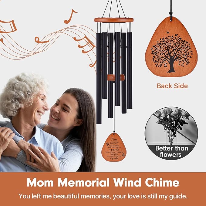 AMBOBE Memorial Sympathy Gifts for Loss of Mom, 32" Memorial Wind Chimes for Loss of Mother Sympathy Gift, Bereavement Gift for Loss of Mother, Windchimes in Memory of Mom Gifts