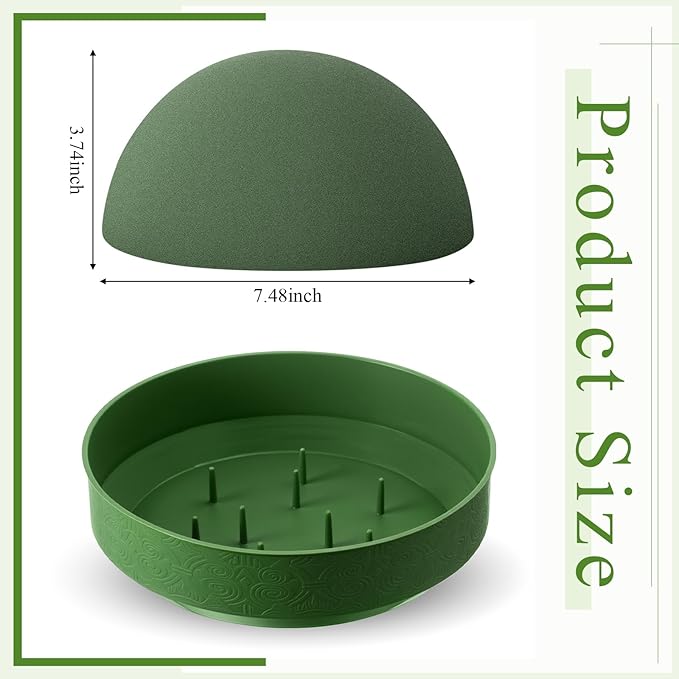 4 Sets Floral Foam Round, 7.48x3.74inch Floral Dry Round Flower Foam Half Ball with Bowl for Artificial Plant Arrangement and Wedding and Garden Decorations