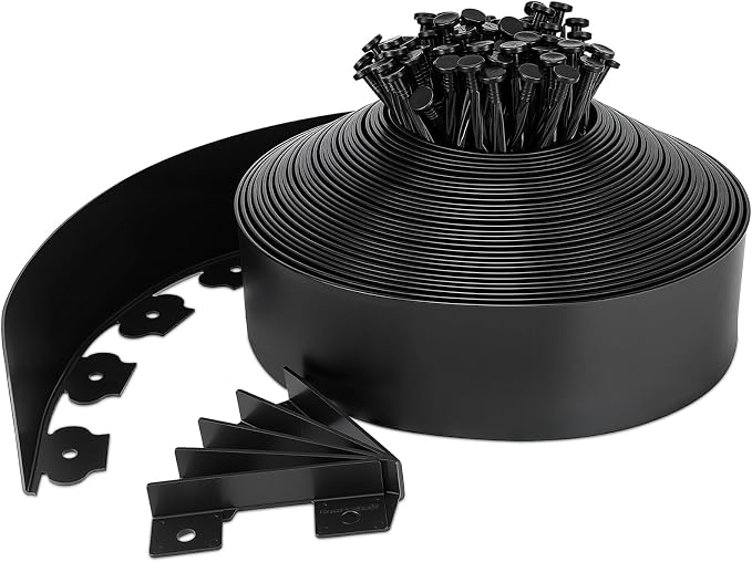 Landscape Edging 4 Inch Tall 80 FT, Garden Edging for Landscaping with 90 Pcs Anchoring Spikes & 5 Connectors, Flexible Garden Border Edging for Landscaping, Yard Lawn, Flower Beds