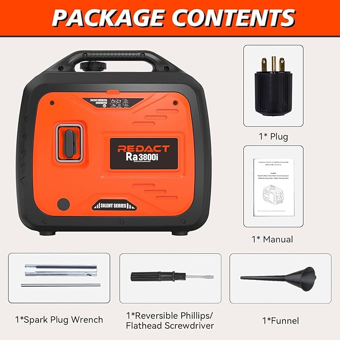 3800W Lightweight Portable Inverter Generator with Clean Power for Home, Camping, RV, Tailgating & Emergencies | Eco-Mode, CO Protection, Parallel Ready, Ultra-Quiet Gas Generator