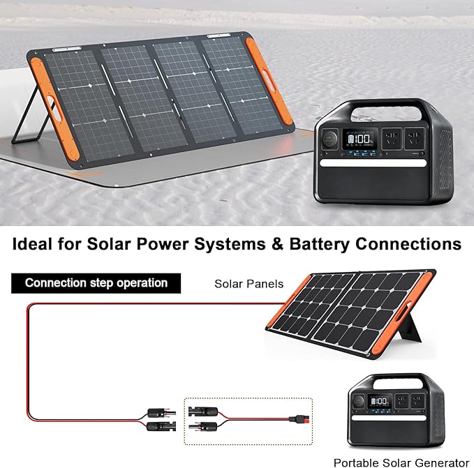 10AWG Solar Panel to Anderson-Style Connector Extension Cable 20FT, Tinned Copper Wire, 600V Rated, High-Temperature Resistance, for Solar Power Systems and Battery Connections