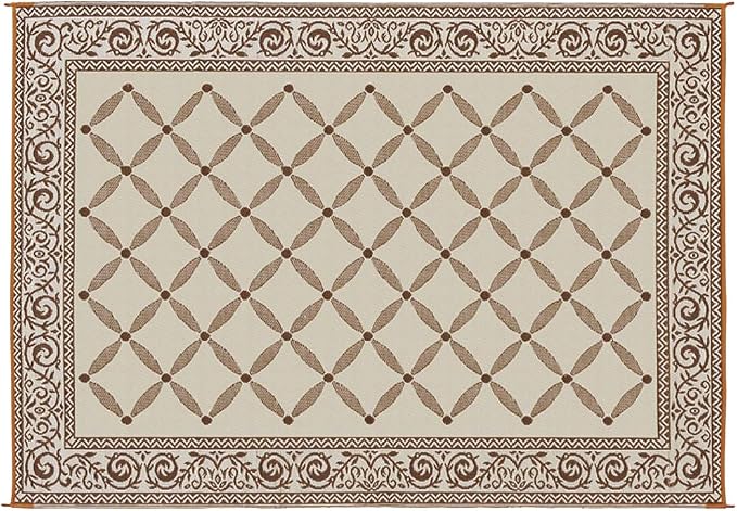 Stylish Camping 119127 9-feet by 12-feet Reversible Mat, Plastic Straw Rug, Large Floor Mat for Outdoors, RV, Patio, Backyard, Picnic, Beach, Camping (Brown/Beige)