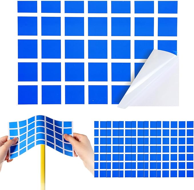 Yexiya 6 Pcs PVC Pool Repair Patches 8.45x5.51 Inch - Heavy-Duty Vinyl Adhesive Patch Kit for Above Ground Pools, Air Mattress, Inflatable Boats, Tents(Plaid,Blue White)