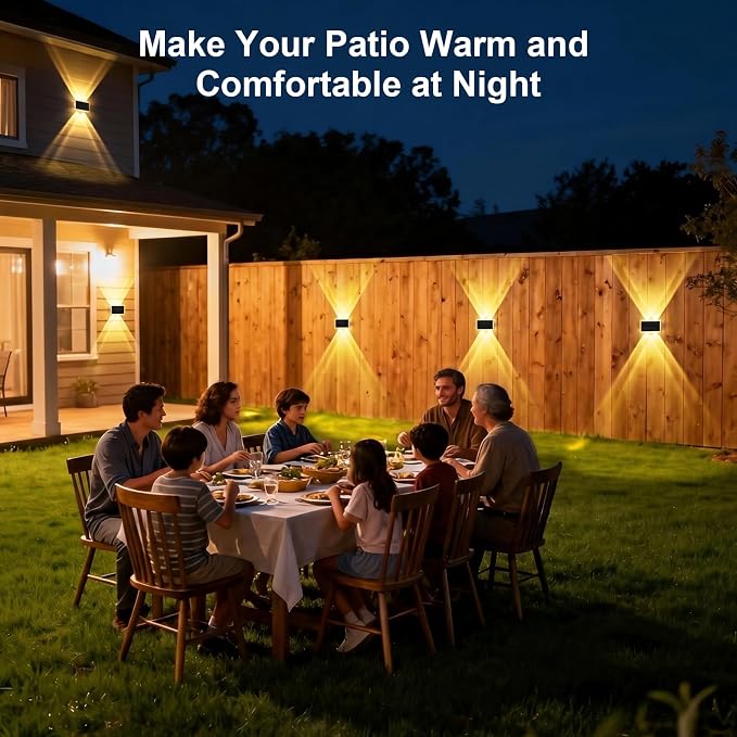AUDLES Solar Fence Lights Outdoor, New Up Down Lighting Fence Lights Solar Powered with 3 Modes 3000K/4000K/6000K, IP65 Waterproof Solar Wall Light for Backyard Wall Pathway Deck Patio Decor - 8 Pack
