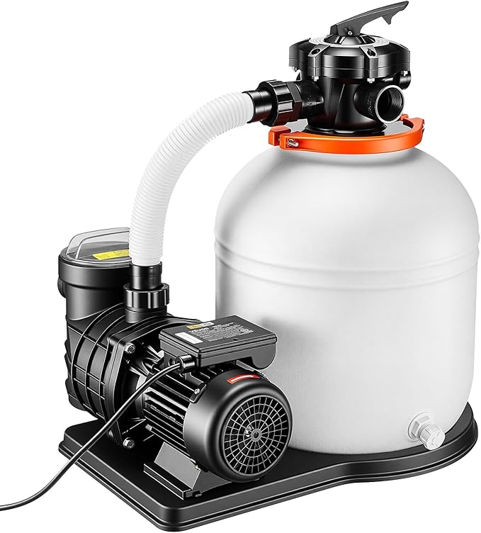 VEVOR 16 in Sand Filter Pump for Above Ground Pool, 0.75 HP 4400 GPH, Swimming Pool Sand Filter Pump with Pre-Assembled Core & Leak-Resistant Design, 6-Way Valve, High-Efficiency Filtration for Pools