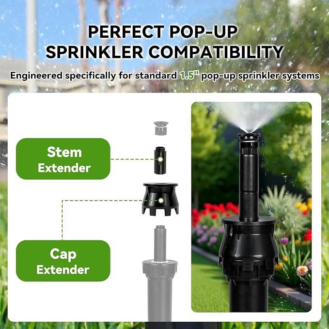 1.5" Pop-Up Sprinkler Riser Extension - 12 Pcs Stackable Irrigation Adapter Enhanced Sprinkler Riser Height & Precision for Pop-Up Sprinkler Alignment - Lawn Sprinkler Riser Extension Component