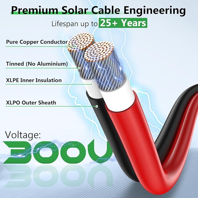 Vansdon Solar to XT60i Extension Cable 12AWG 50FT XT60i Female to Male Connector for RV Foldable Solar Panel, Portable Power Station, Solar Generator