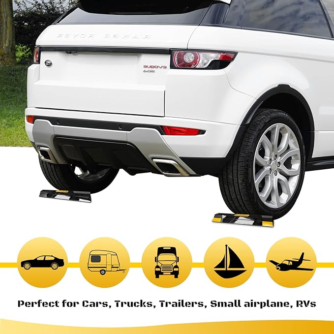 HOXWELL (New Updated 18" 2 Packs Heavy Duty Parking Stopper for Garage, Parking Gadgets Protects Car, Parking Aid Easy to Install 2 PCS, 18" L x 3.7" W x 1.8" H