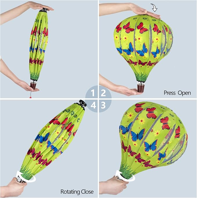 2Pack Hot Air Balloon Wind Spinner Garden Windmills and Spinners Decorations Large Outdoor Hanging Decor Lawn Yard Windsock Ornaments Colorful Butterfly Wind Hanging Ornaments