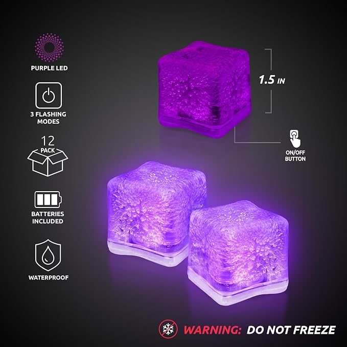 Windy City Novelties 12 pack LED Ice Cubes with Changing Lights (Purple)