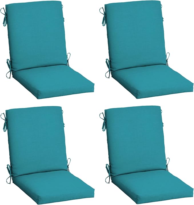 Arden 4-Pack Outdoor Patio Dining Chair Cushion, 20x44, Rain-Proof Seat Pad, Fade-Resistant Outdoor Cushion Lake Blue Leala