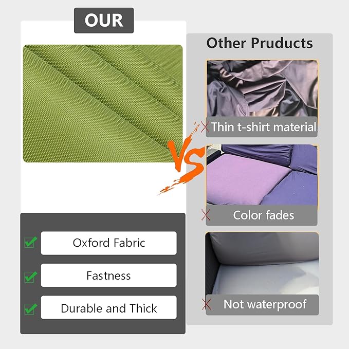 FLYMEI Patio Cushion Covers 24x22x4 Waterproof Outdoor Cushion Cover Replacement 2Packs Outdoor Seat Cushion Slipcover for Rattan Chair Sofa, Green