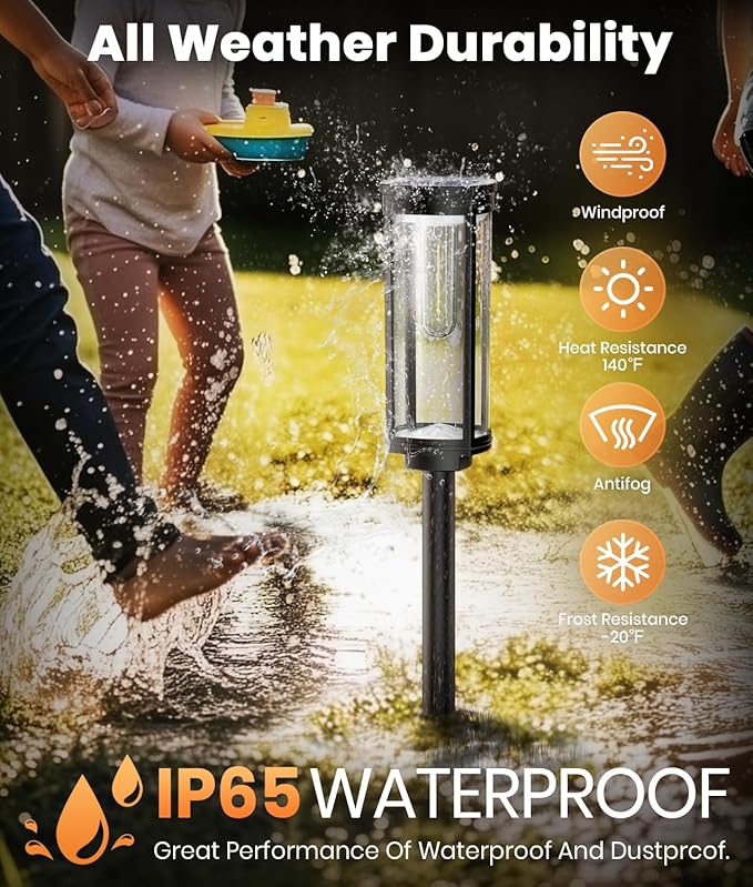 ALFIOT Solar Pathway Lights Outdoor, Bright Solar Lights Outdoor, IP65 Waterproof Landscape Lighting for Yard Patio Walkway Driveway Pathway (Cool White (Cylinder), 12 Pack)