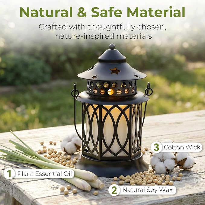 Citronella Candles Outdoor, 2 Pack Citronella Candle Lanterns with Lid, Soy Wax Outdoor Candles for Patio, Garden, Porch, Backyard, Camping & Summer Outdoor Decor