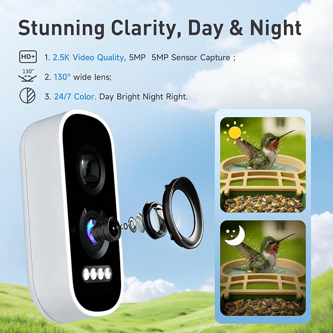 ChirpingPal™ AI Smart Bird Feeder with Camera | 2.5K HD Live View & Photos | Night Vision | 10,000+ Species ID | Solar-Powered with Built-in Battery | with Bird Bath Kit | Sage Green