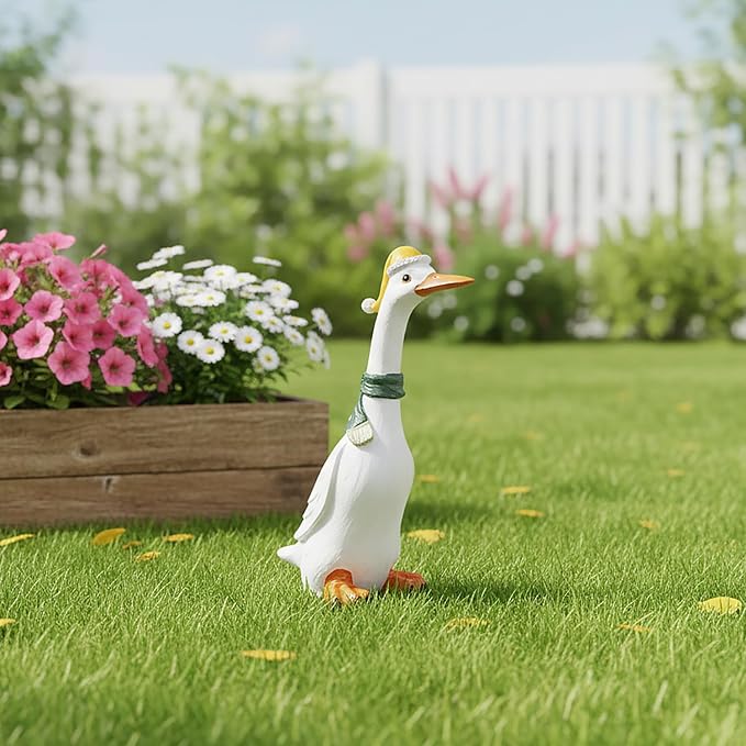 Porch Goose Garden Statue, Porch Goose Statue for Outdoor Decor, Goose Yard Sculpture Garden Decor, 11 Inches Yard Goose, Resin Goose Figurine for Patio, Balcony, Yard, Lawn Ornament, Unique Gift