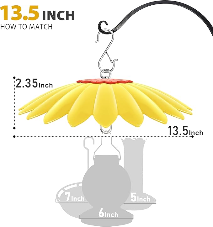 13.5 inch Flower Rain Guard for Bird Feeder,Hummingbird Feeder Shade Dome Cover,Umbrella Cover for Bird House for Outdoor,Squirrel Guard(Yellow)
