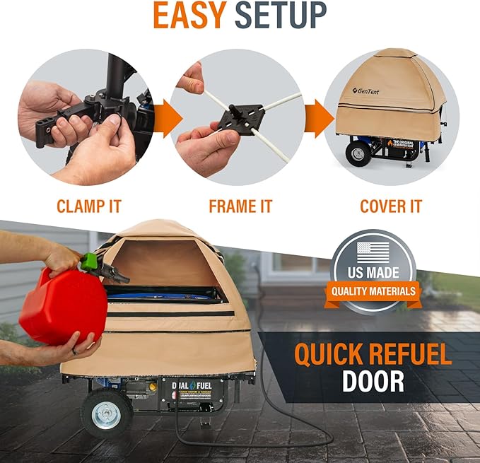 GenTent Open Frame Running Cover – Universal Kit Generator Tent (Tan, Original - Standard)