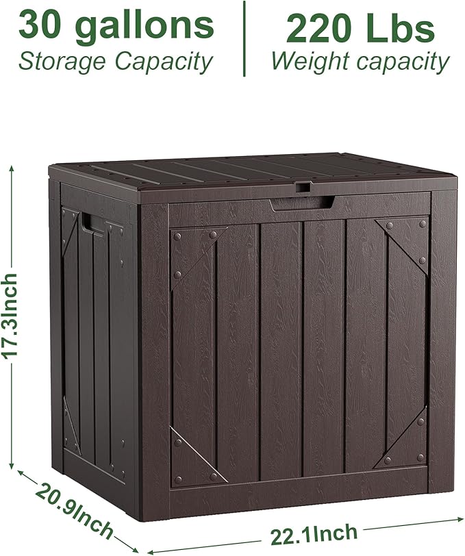 Outdoor Storage Box 35GAL Waterproof Resin Deck Box,Pool Accessories Supplies，UV-Resistant Lockable Package Delivery Bin for Garden Tools,Large Patio Outside Cushions,Chest,Furniture,Grey