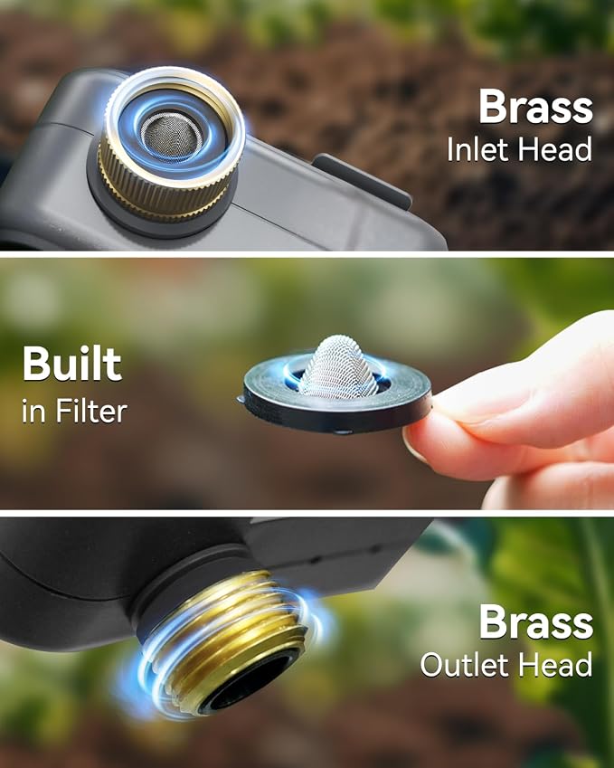 RAINPOINT Sprinkler Timer for Garden Hose - Hose Timer with Cycle & Soak/Rain Delay/Automatic Watering/Manual Watering, Programmable Irrigation System with Large Display, Brass Inlet & Outlet