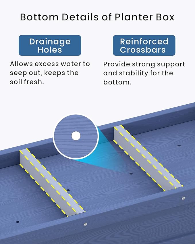HDPE Raised Garden Bed with Legs, 49x21x27in All-Weather Heavy Duty Planter Box, Outdoor Elevated Garden Bed for Seeds, Herb, Flower, Vegetable (Navy Blue)