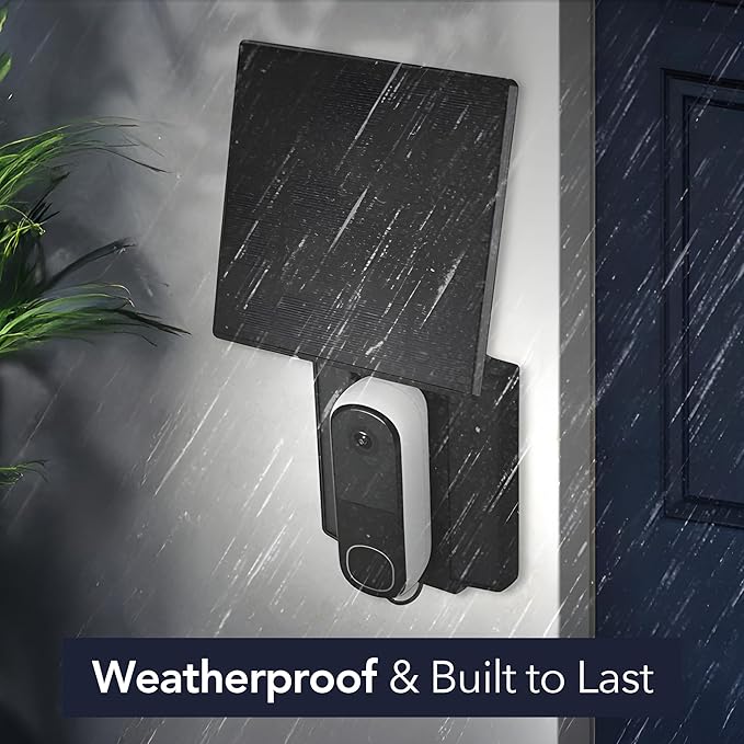 Wasserstein Doorbell Solar Charger with Built-in Battery Compatible with Arlo Video Battery Doorbell 2K (2nd Gen), WYZE Wireless Duo Cam & eufy E340/C30/C31 Doorbell (2.5W)