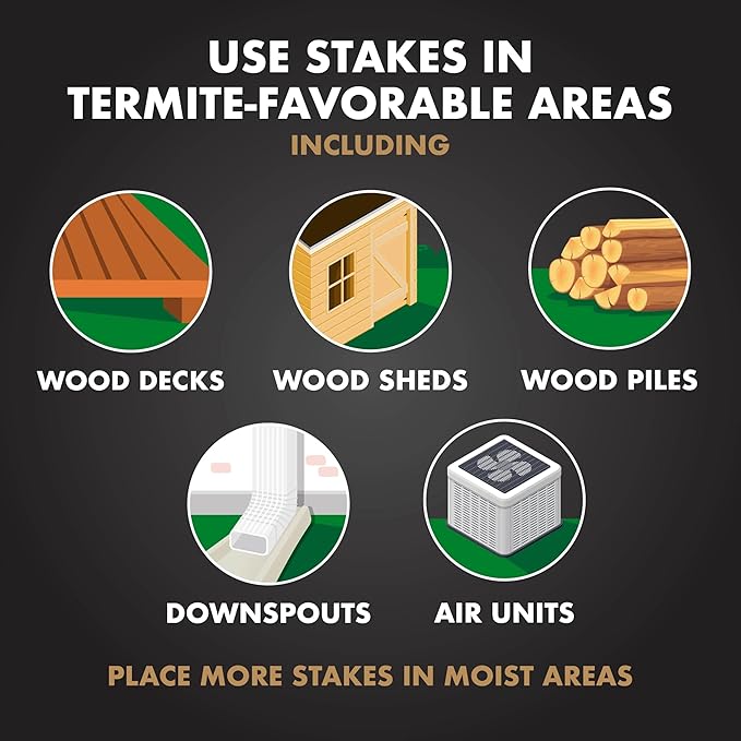 Spectracide Terminate Termite Detection & Killing Stakes, Kills Foraging Termites, Detects Termite Activity, 15 Count, 6 Pack