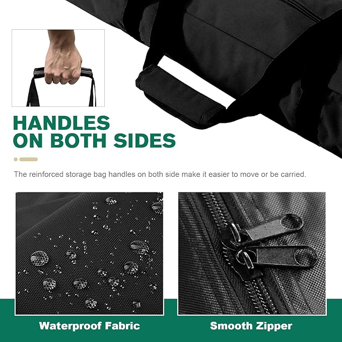67 Inch Waterproof Umbrella Storage Bag for Outdoor Beach Patio Umbrellas, Oversized Hammock and Steel Stand With Handles and Zippers, Black