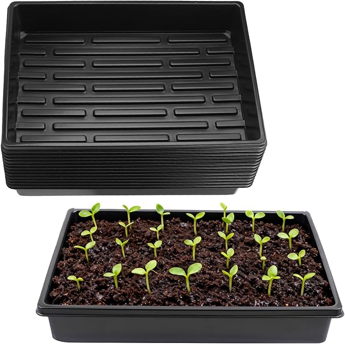 14 Pack Seed Starter Trays 15.3 x 11.4 inches Microgreens Growing Trays with Bottom for Germination, Hydroponic & Sprouting Plant Trays for Garden, Wheatgrass