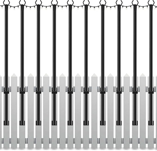 Mutovlin 10 Pack String Light Poles,5 Ft Light Poles for Outside String Lights,Outdoor Lights Pole with Fork,Metal Poles Stand for Patio Deck Backyard