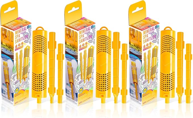 Replacement for Nature2 W20750 Spa Mineral Sticks Hot Tub in-Filter Cartridge Last for 4 Months Universal for Hot Tub Spa Swimming Pool All Spas Flow Rates Up to 1000 Gallons (Yellow 3-Pack)