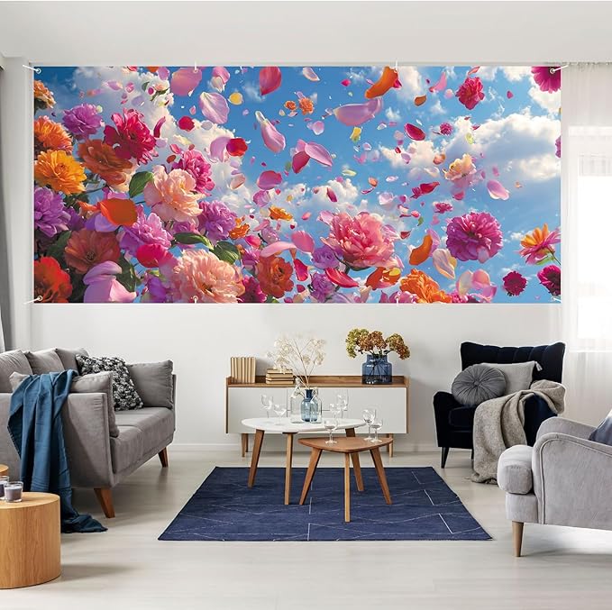 6 * 13FT Spring Flower Garage Door Cover Decorations Flower Garage Door Banner for Outdoor Indoor Spring Party Photography Backdrop