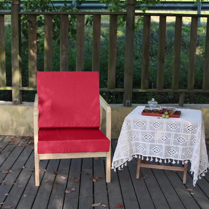 Patio Seat Cushion Covers,Washable Slip Covers Replacement,Waterproof Outdoor Furniture Chair Cushion Pillow Seat Cover for Couch,Garden,Sofa,Red,24"×22"×4"(4 Covers Only)