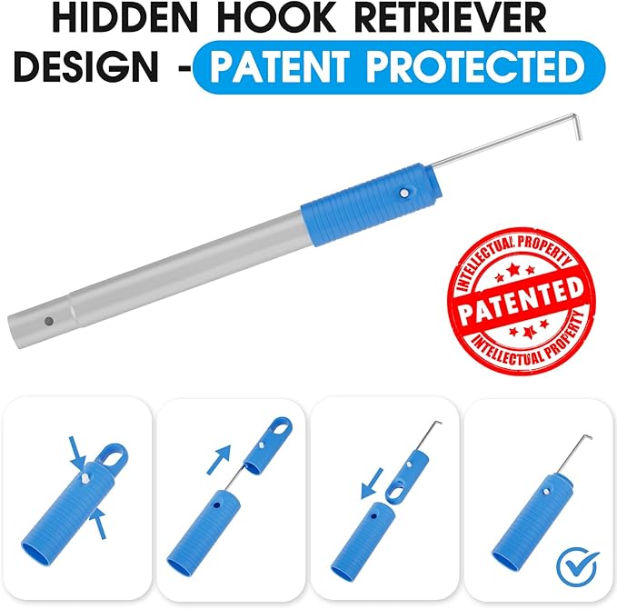 2 in 1 Pool Brush with Poles 10ft - 20'' Heavy Duty Swimming Pool Brush & Multifunctional Brush Head, 9ft Aluminum Poles, Cleaning Inground & Above Ground Pools