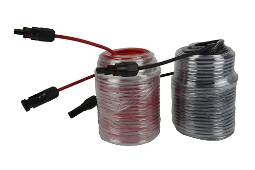 TEMCo Solar Panel Extension Cable 10 AWG 90 Ft Red + 90 Ft Black w/Staubli MC4 Connectors